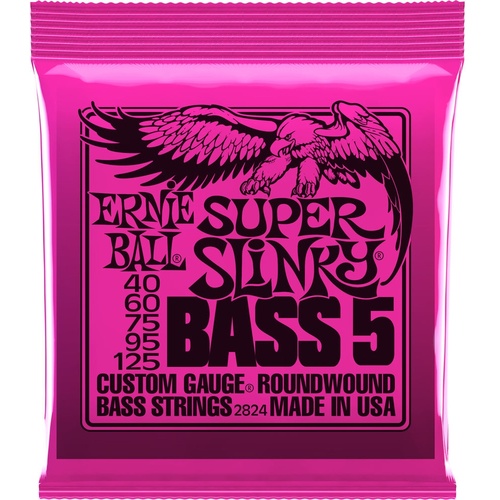 Ernie Ball Super Slinky Nickel Wound Electric Bass Strings (5-String Set, .040 - .125)
