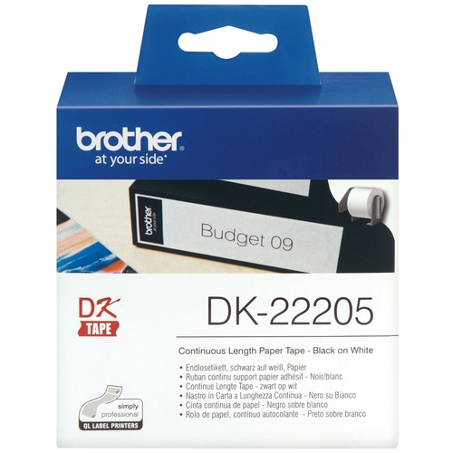 Brother DK-2205 Continuous Paper Labels (White, Cut-to-Length Labels, 2.4" x 100')