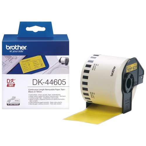 Brother DK44605 Black Print on Yellow Tape (2-3/7" x 100')