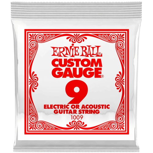 Ernie Ball .009 Plain Steel Electric or Acoustic Guitar String