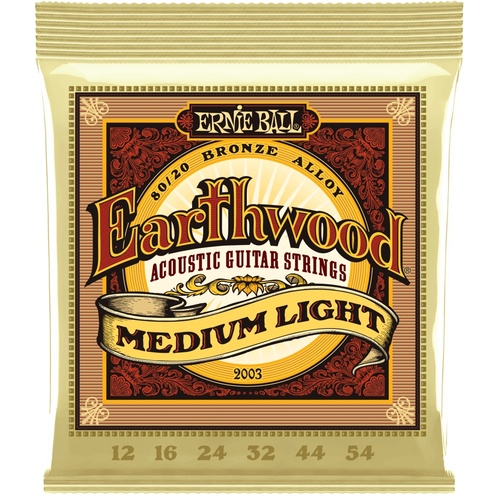 Ernie Ball Earthwood Medium Light 80/20 Bronze Acoustic Guitar Strings - 12-54 Gauge