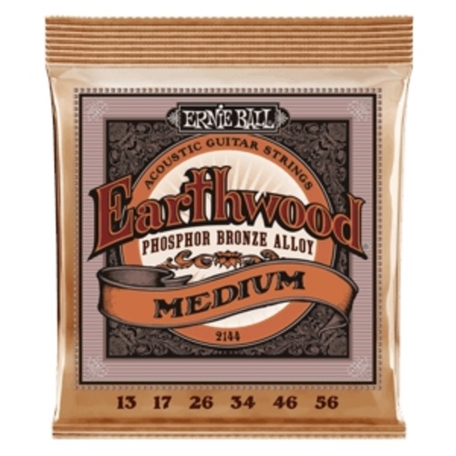 Ernie Ball 2144 Earthwood Medium Phosphor Bronze Acoustic Guitar Strings - 13-56 Gauge
