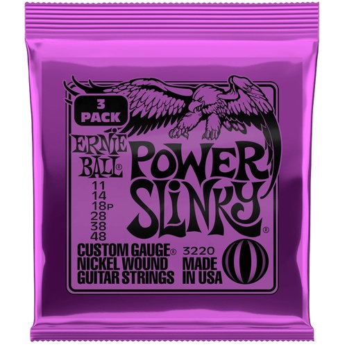 Ernie Ball Power Slinky Nickel Wound Electric Guitar Strings 3 Pack - 11-48 Gauge