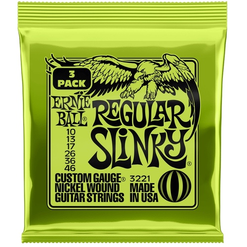 Ernie Ball Regular Slinky Nickel Wound Electric Guitar Strings 3 Pack - 10-46 Gauge