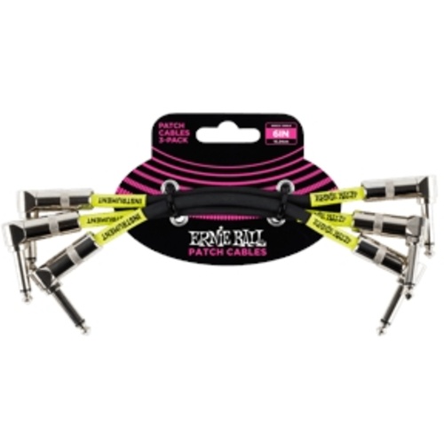 Ernie Ball 6" Angle / Angle Patch Cable 3-pack - Black