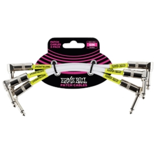 Ernie Ball 6" Angle / Angle Patch Cable 3-pack - White