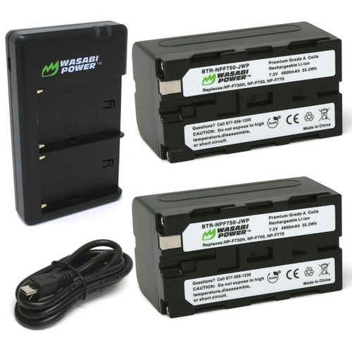 Wasabi Power Battery (2-pack) and Dual Charger for NP-F730, NP-F750, NP-F760, NP-F770 (L SERIES)