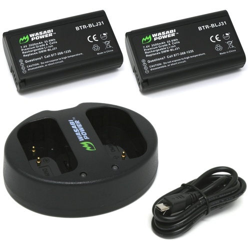 Wasabi Power Battery (2-pack) and Dual USB Charger for Panasonic DMW-BLJ31