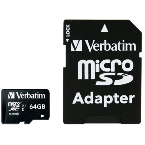 Verbatim Premium microSDXC Class 10 UHS-I Card 64GB with Adapter