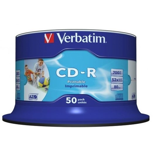 Verbatim CD-R 52x White Printable 50 Pack on Spindle