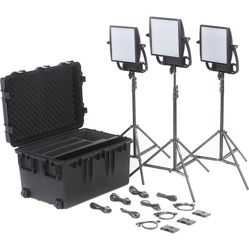 Litepanels Astra 6X Traveler Bi-Colour Trio 3-Light Kit with Gold Mount Battery Brackets