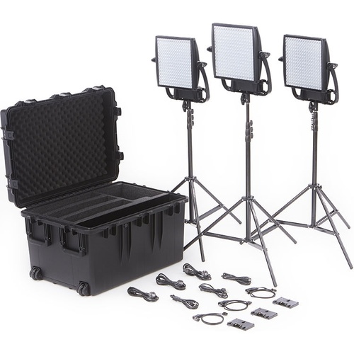 Litepanels Astra 3X Traveler Bi-Colour Trio 3-Light Kit with Gold Mount Battery Brackets