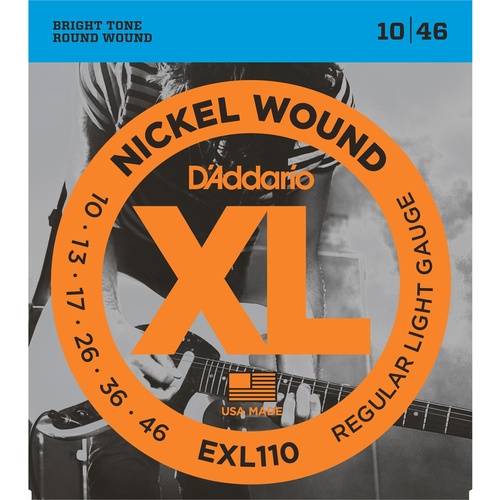 D'Addario EXL110 Regular Light XL Nickel Wound Electric Guitar Strings (6-String Set, 10 - 46)