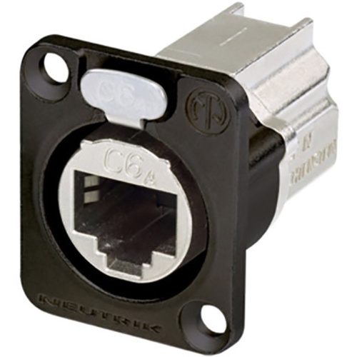 Neutrik NE8FDX-P6-B D-Shape Cat 6a Shielded Feedthrough Panel Connector (Black)