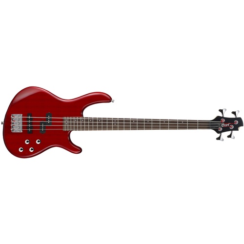 Cort Action Bass Plus Bass Guitar with Guitar Bag (Trans Red)