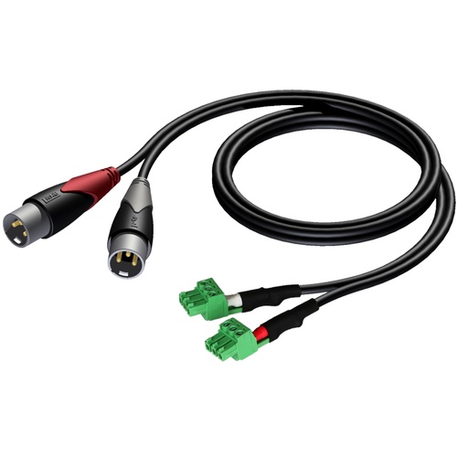 Audac CLA834-1 2 X XLR Male - 2 X Terminal Block (1m)