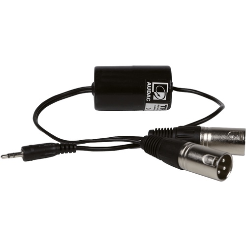 Audac TR2080 Stereo Groundloop Isolator 3.5mm Jack Male - 2 X XLR Male