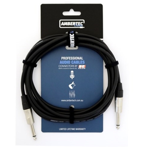 Ambertec AMB0-QQ2-I0-030 Guitar Cable REAN Connectors Straight/Straight (Black, 3m)