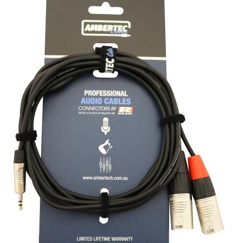 Ambertec AMB0-MXX-M1-015 Cable REAN 3.5mm TRS plug - 2 x XLR M (1.5m)
