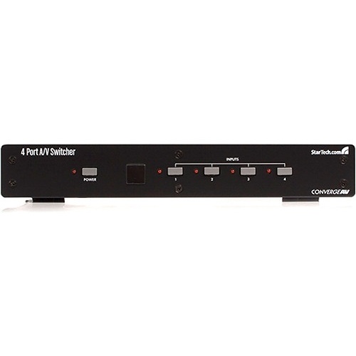StarTech VS410RVGAA 4-Port VGA Video/Audio Switch with RS232 Control (Black)