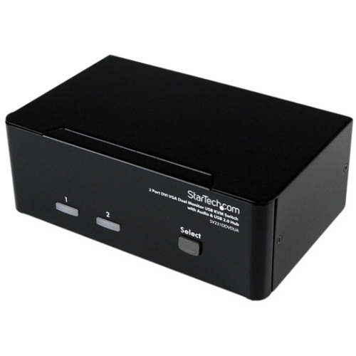 StarTech 2-Port DVI+VGA Dual Monitor KVM Switch with Audio & USB 2.0 Hub
