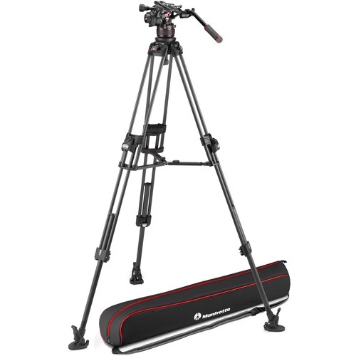 Manfrotto 612 Nitrotech Fluid Head with 645 FAST Twin Carbon Fiber Tripod System And Bag