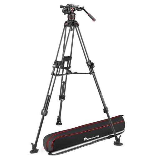 Manfrotto 608 Nitrotech Fluid Head With 645 FAST Twin Carbon Fiber Tripod System and Bag