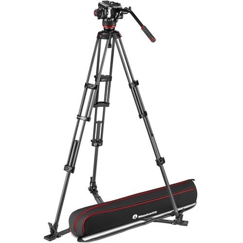 Manfrotto 504X Fluid Video Head & MVTTWINGC Carbon Fiber Tripod With Ground Spreader