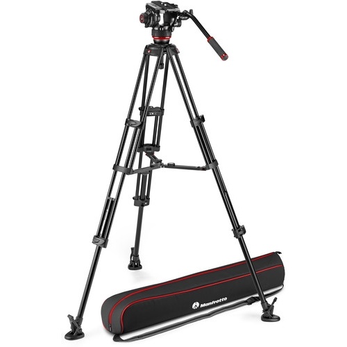 Manfrotto 504X Fluid Video Head & MVTTWINMA Aluminum Tripod with Mid-Level Spreader
