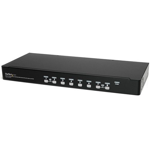 StarTech 8-Port 1U Rackmount USB KVM Switch Kit with OSD and Cables (Black)