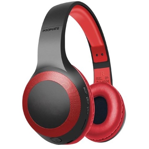 Promate LaBoca Deep Bass Over-Ear Wireless Headphones (Red)