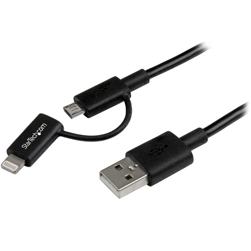 StarTech 2 in 1 Charging Cable - USB to Lightning or Micro-USB (1m)