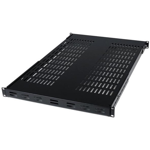 StarTech 1 RU Adjustable-Mounting-Depth Vented Rackmount Shelf (Black)