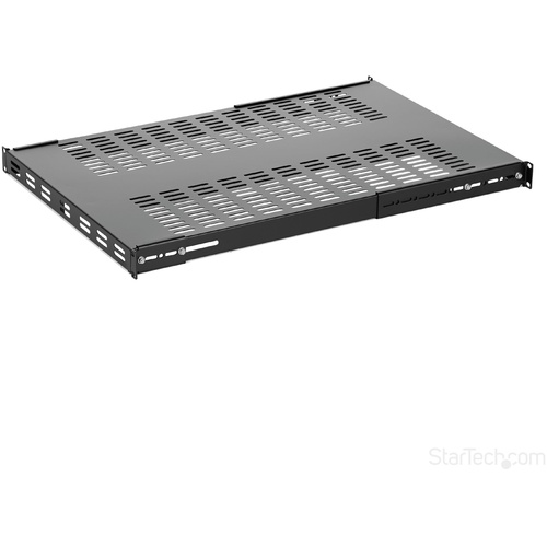 StarTech 1U Vented Adjustable-Mounting-Depth Rackmount Shelf, Heavy-Duty Fixed Rack Shelf