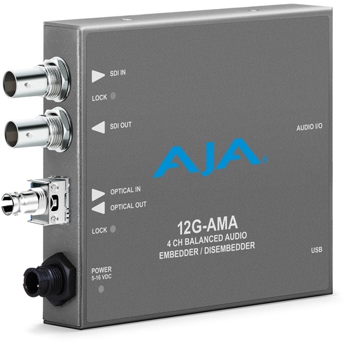 AJA 12G-SDI Input and Output up to 4K/UltraHD With ST Fiber Receiver
