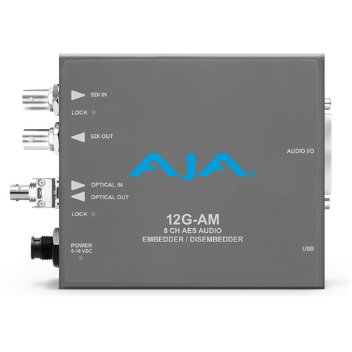 AJA 12G-SDI 8-Channel AES Embedder/Disembedder With ST Fiber Tx SFP