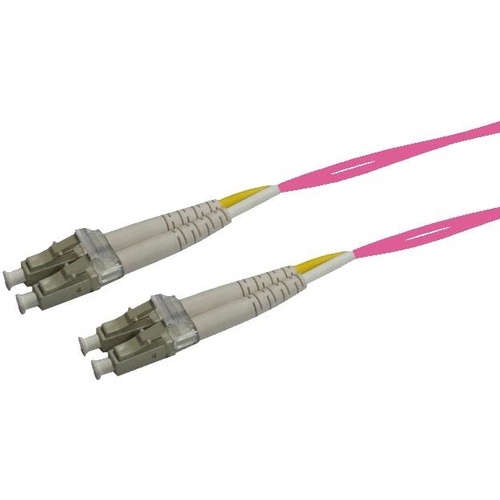 DYNAMIX Multimode 50u LC/LC OM4 Duplex Fibre Lead (1.5m, Raspberry)