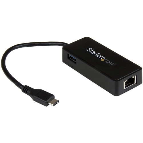 StarTech USB-C to Gigabit Network Adapter with Extra USB 3.0 Port (Black)
