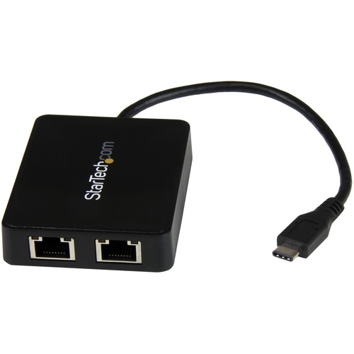 StarTech USB-C to Dual Gigabit Ethernet Adapter with USB (Type-A) Port