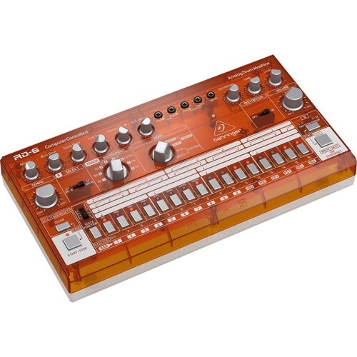 Behringer Rhythm Designer RD-6 Analog Drum Machine with 64-Step Sequencer (Orange Translucent)