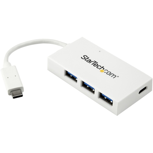 StarTech 4 Port USB C Hub - 1x USB C & 3x USB A (White)