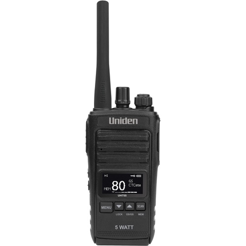 Uniden UH755 5 Watt UHF CB Splash-Proof Handheld Radio