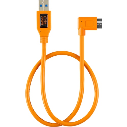Tether Tools TetherPro USB 3.1 Gen 1 Type-A to Micro-B Right Angle Adapter Cable (Orange, 50cm)