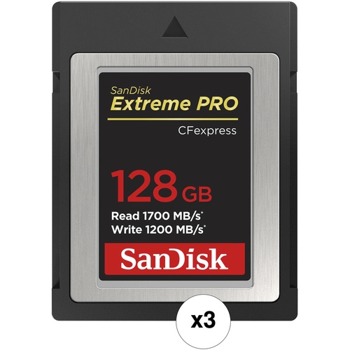 SanDisk 128GB Extreme PRO CFexpress Card Type B (3-Pack)
