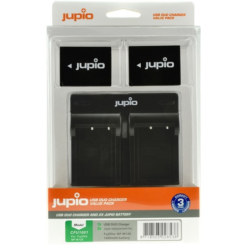 Jupio Pair of NP-W126S Batteries & USB Dual Charger Value Pack (1260mAh)