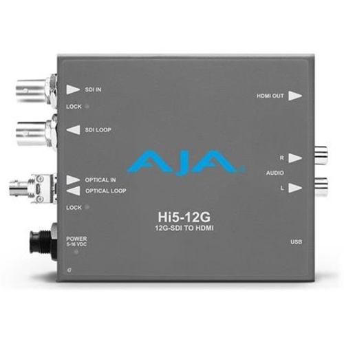 AJA Hi5-12G-R-ST 12G-SDI to HDMI 2.0 Mini-Converter with ST Fiber Receiver