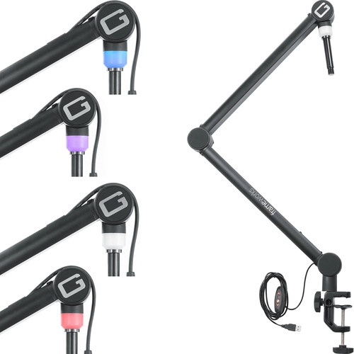 Gator Cases Professional Broadcast Boom Mic Stand with LED Light