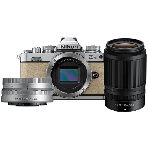 Nikon Z fc Mirrorless Digital Camera (Sand Beige) with 16-50mm & 50-250mm Twin Lens Kit