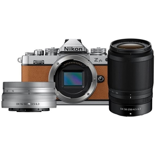 Nikon Z fc Mirrorless Digital Camera (Amber Brown) with 16-50mm & 50-250mm Twin Lens Kit