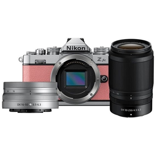 Nikon Z fc Mirrorless Digital Camera (Coral Pink) with 16-50mm & 50-250mm Twin Lens Kit